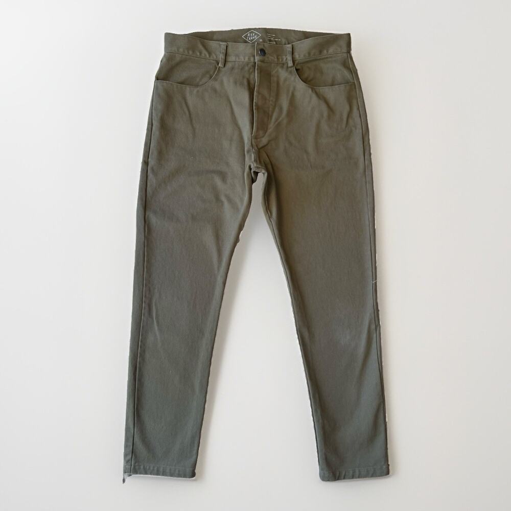 Alex Crane Pants 33 Dark Khaki Cotton Straight Leg Minimalist Chino New York